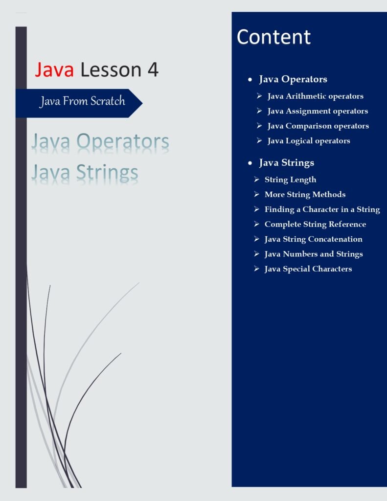 Java From Scratch Lesson 4 PDF (Java Operators and Strings)
