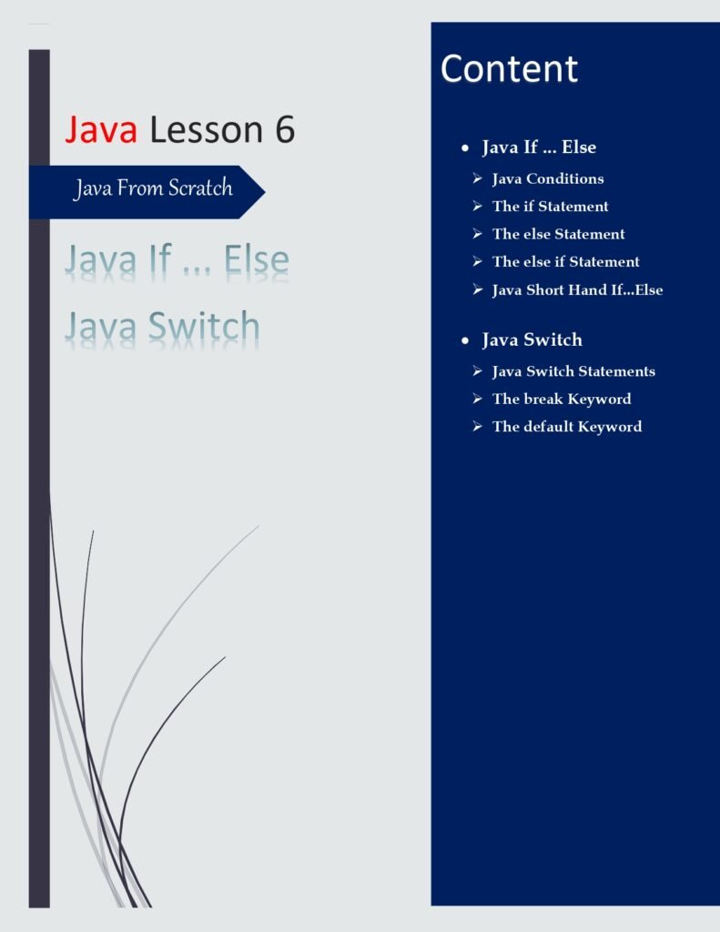 Java From Scratch Lesson 6 PDF (Java If Else and Switch)