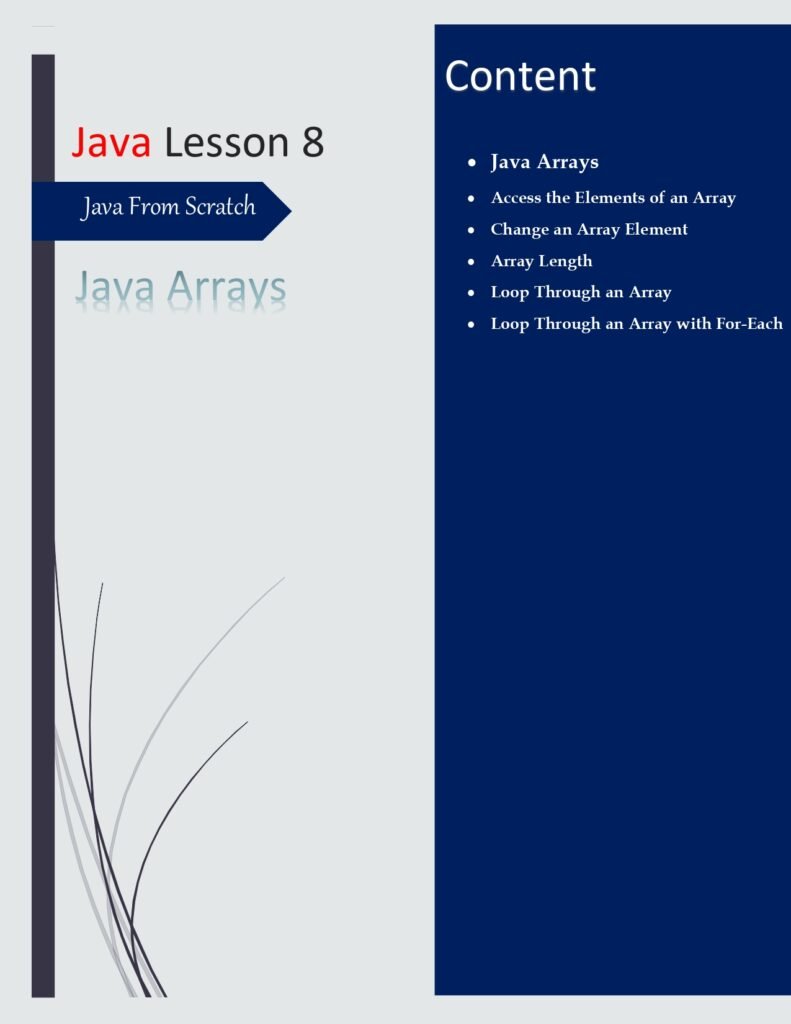 Java From Scratch Lesson 8 PDF (Java Arrays)