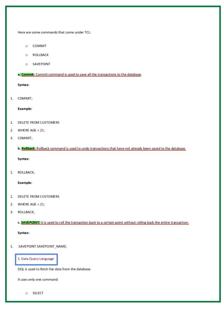 Simple SQL Notes for Interview Preparation page 0005