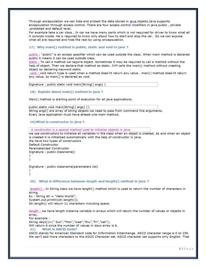 Java Cheat Sheet PDF