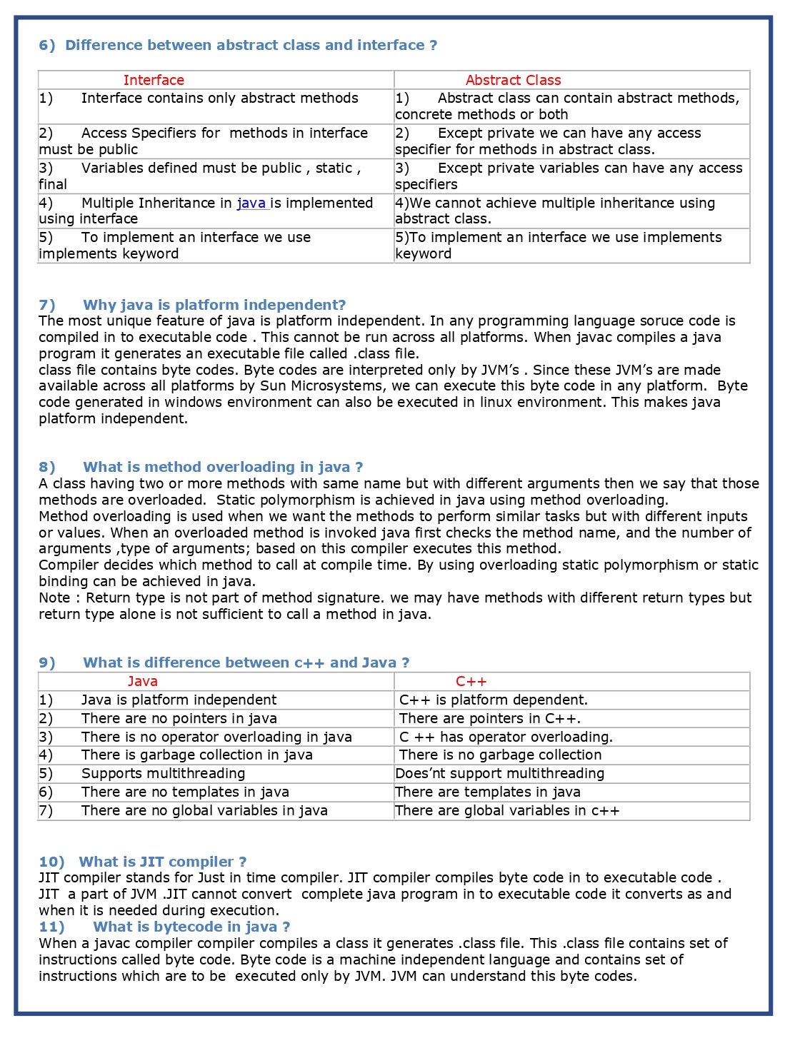 69 Core Java Interview Questions (PDF) - Connect 4 Techs