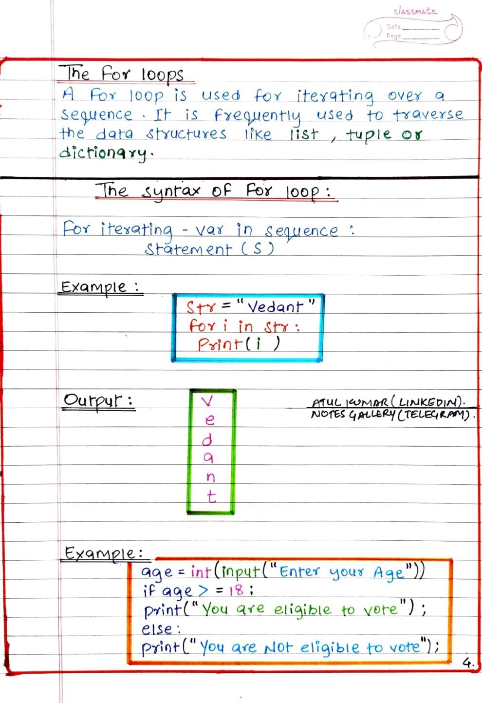 Basic Python Handwritten PDF - Connect 4 Techs