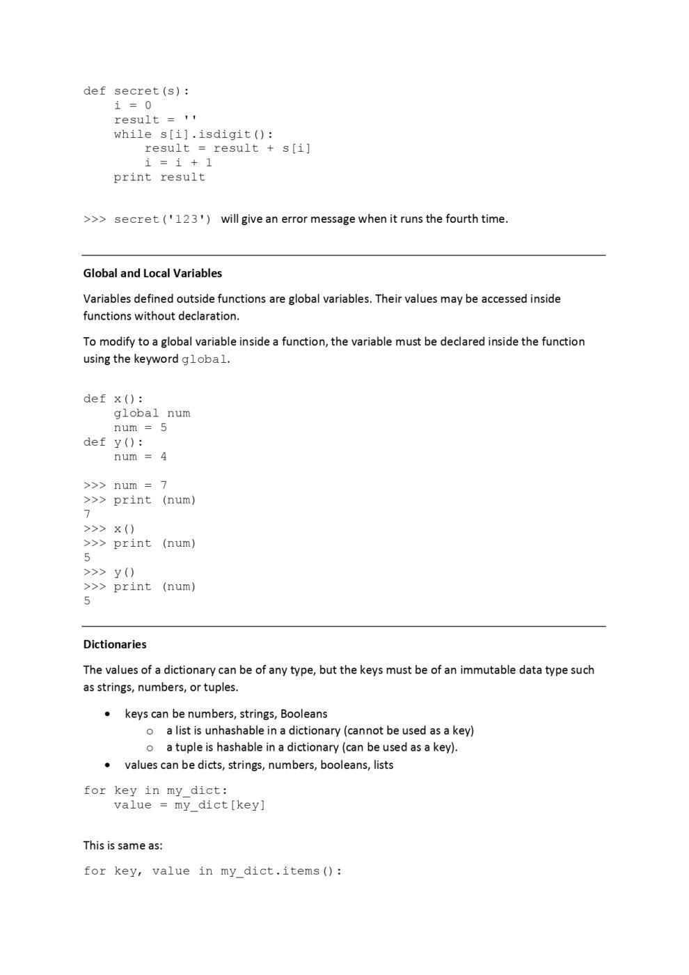 Basic Python Revision Notes: A Quick Refresher for Python Programmers ...