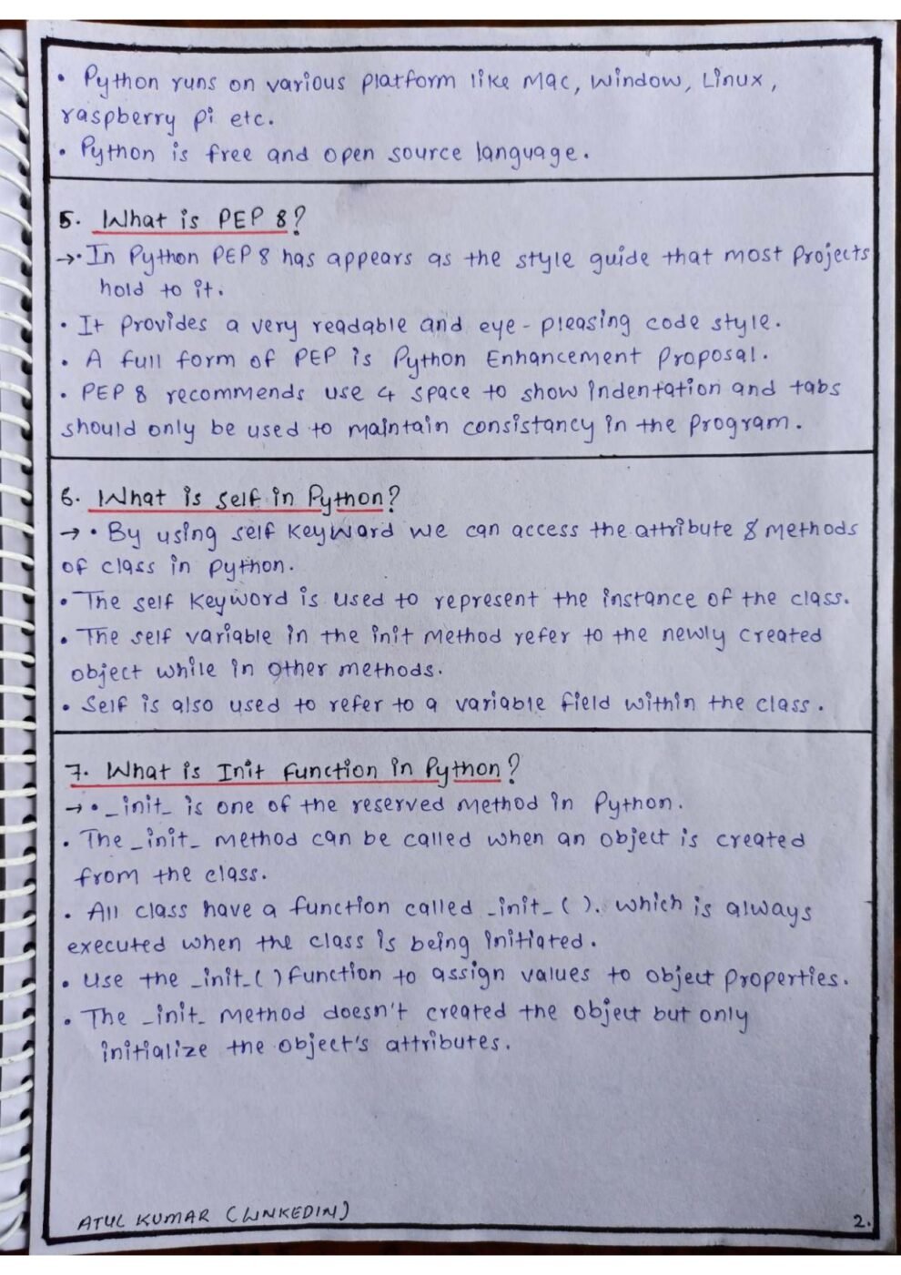 Basics Python Interview Questions And Answers Handwritten Connect 4 Techs   Basics Python Interview Questions And Asnwers Page 0002 990x1401 