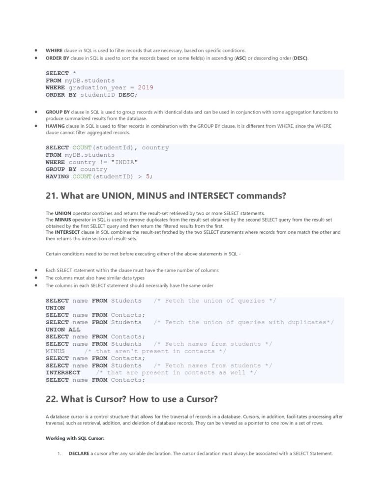 DBMS and SQL Questions and Answers page 0007