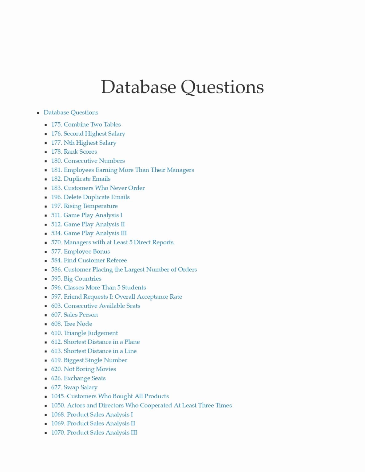 sql problem solving questions