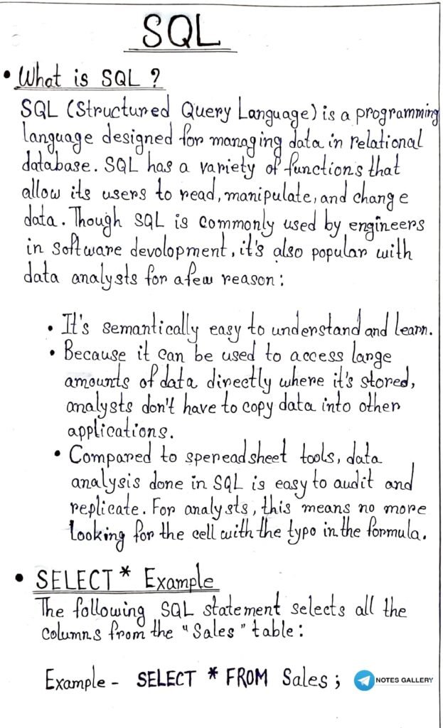 SQL Notes Handwritten page 0001