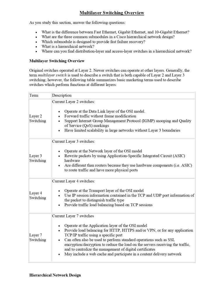 Network Switching Notes PDF - Connect 4 Techs