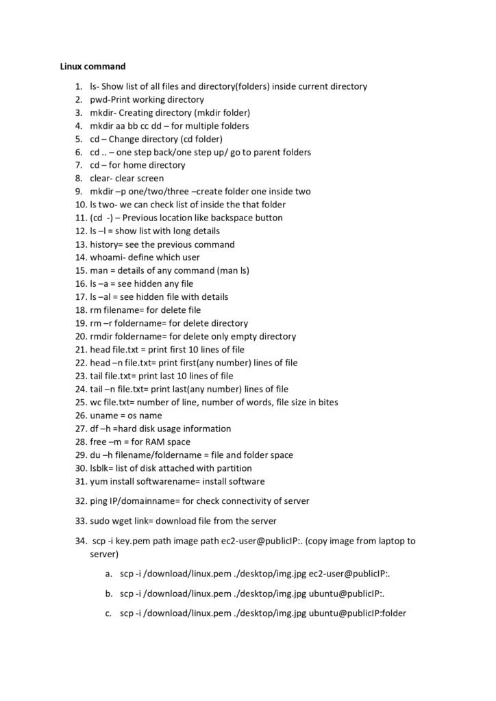 Comprehensive Exploration of Linux Commands (PDF) - Connect 4 Techs