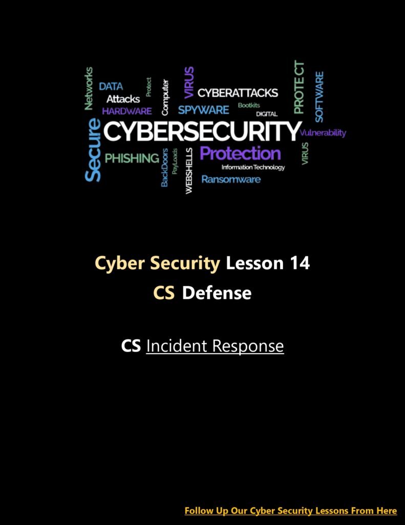 Cyber Security Incident Response (CS Lesson 14) PDF - Connect 4 Techs