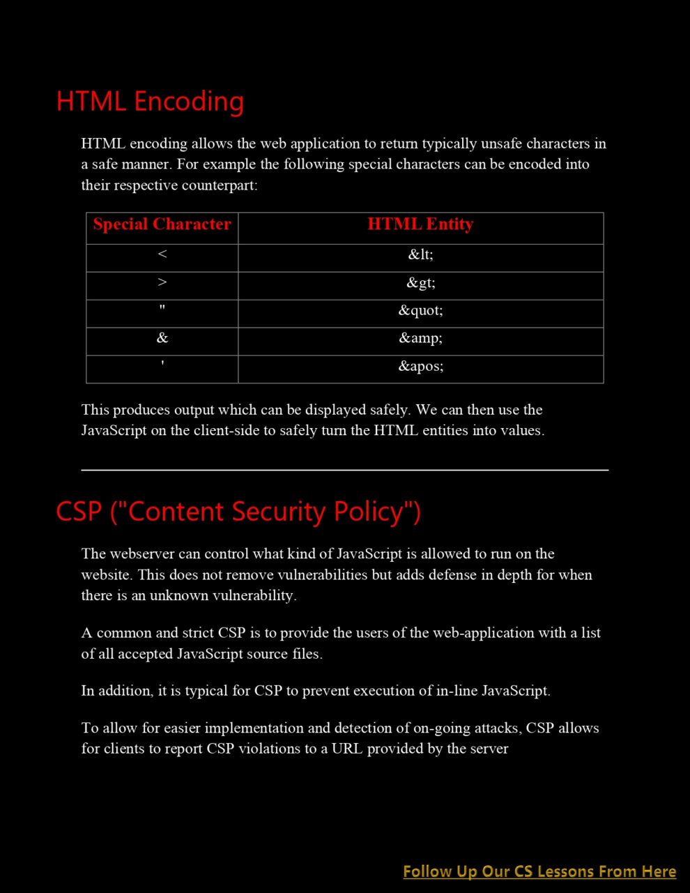 Cyber Security Web Application Attacks (CS Lesson 9) PDF - Connect 4 Techs