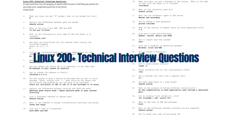Linux 200+ Technical Interview Questions - Connect 4 Techs Linux 200+ Technical Interview Questions
