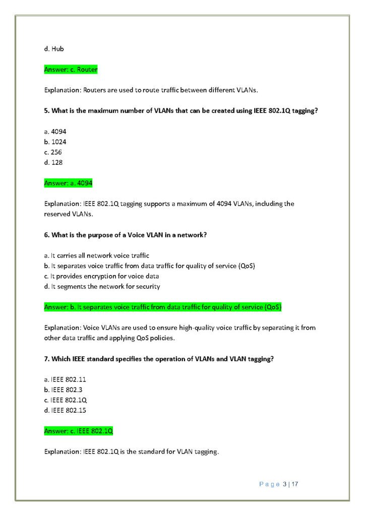 48 VLAN MCQ and Answers with Explanations