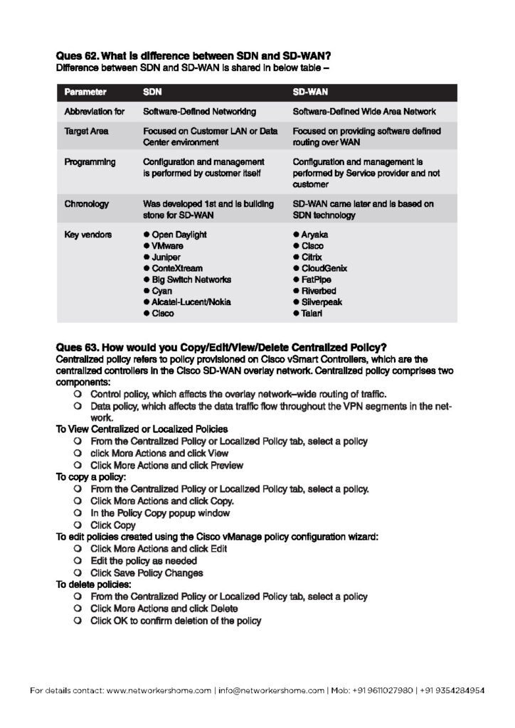 Cisco SDWAN Interview Questions PDF - Connect 4 Techs