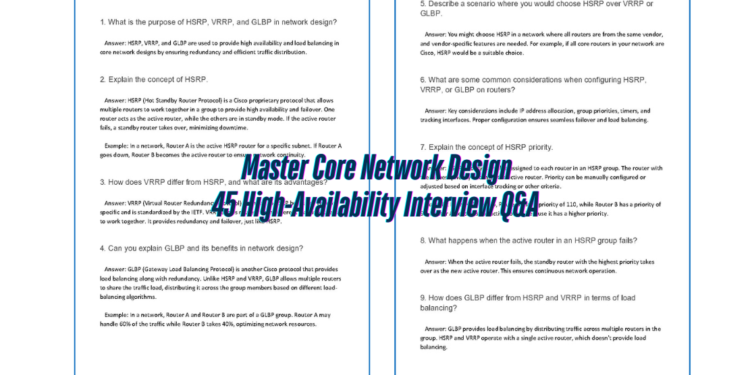 Master Core Network Design- 45 High-Availability Interview Q&A (PDF Guide) - Connect 4 Techs Master Core Network Design- 45 High-Availability Interview Q&A (PDF Guide)