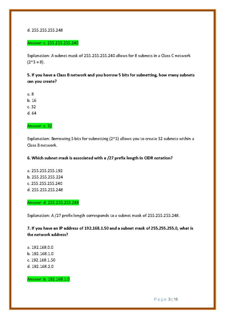 Master the Art of Subnetting - 45 MCQ with Detailed Explanations (PDF)