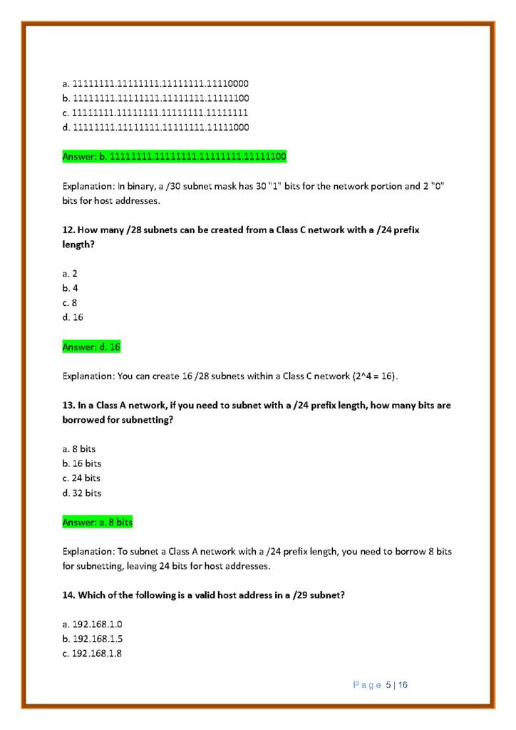 Master the Art of Subnetting - 45 MCQ with Detailed Explanations (PDF)