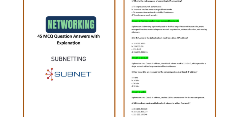Master the Art of Subnetting- 45 Practice Questions & Answers (PDF) - Connect 4 Techs Master the Art of Subnetting- 45 Practice Questions & Answers (PDF)