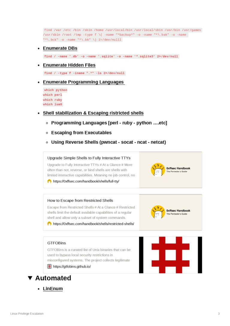 Linux Privilege Escalation PDF