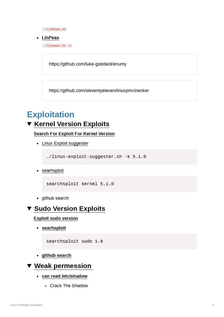Linux Privilege Escalation PDF
