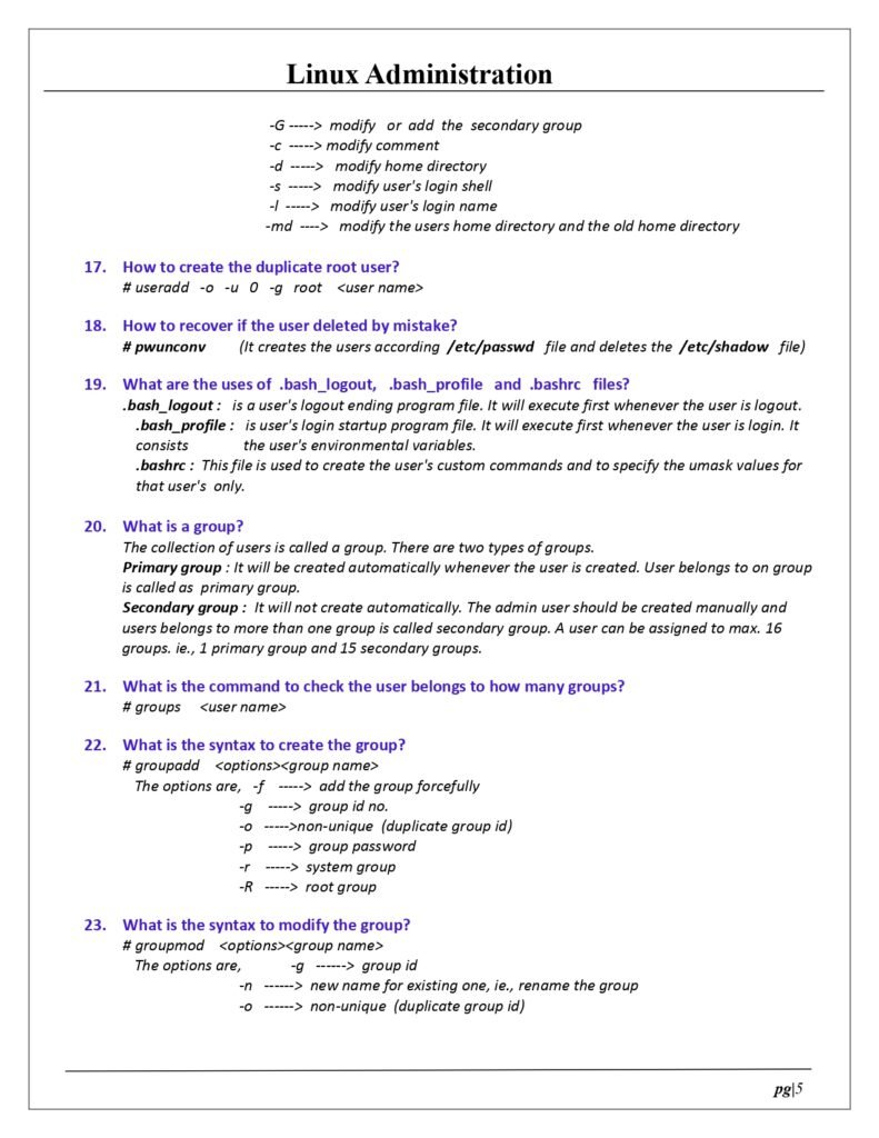 Quick Reference For Linux Administration PDF