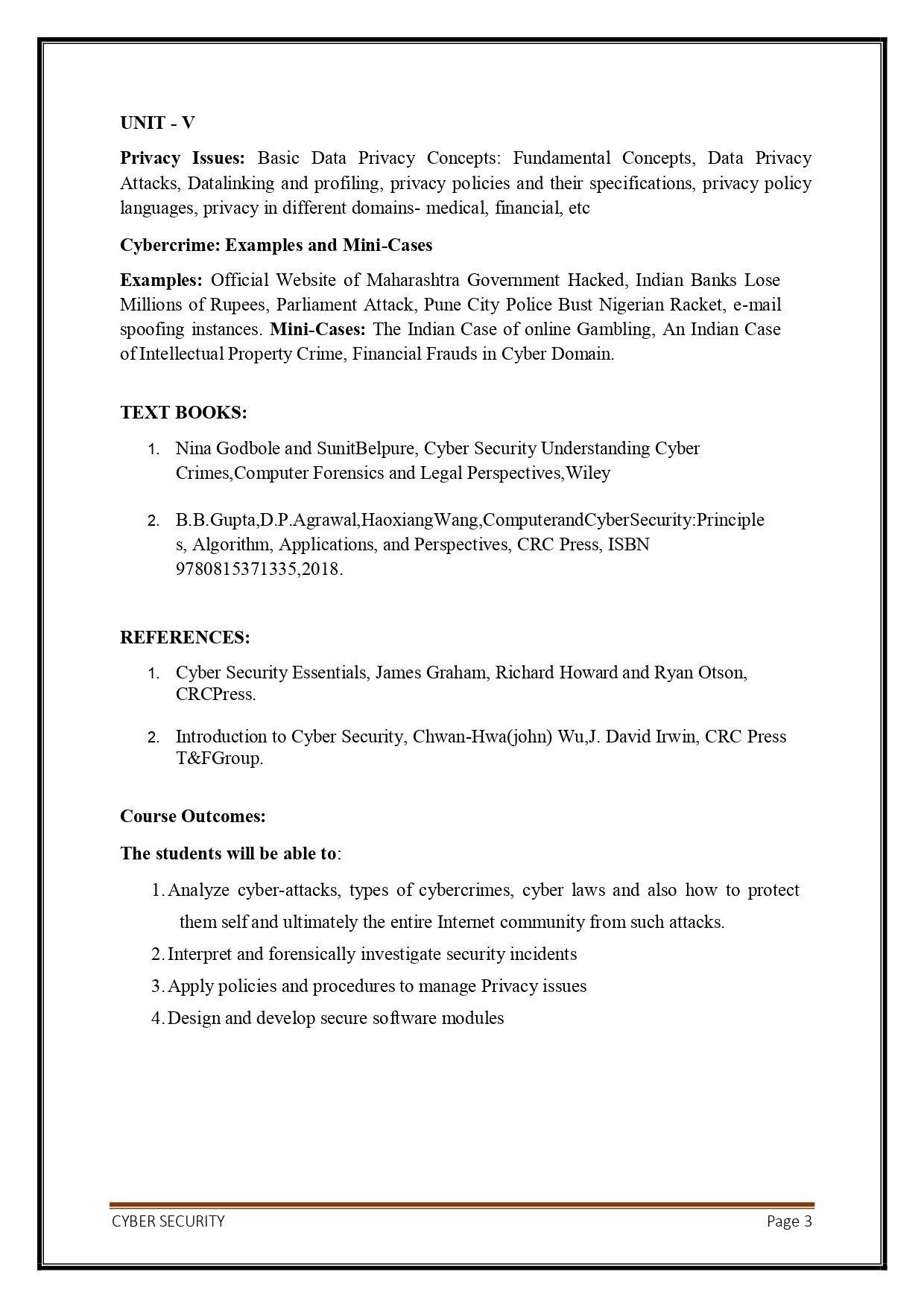 Digital Notes on Cyber Security (R18A0521) PDF