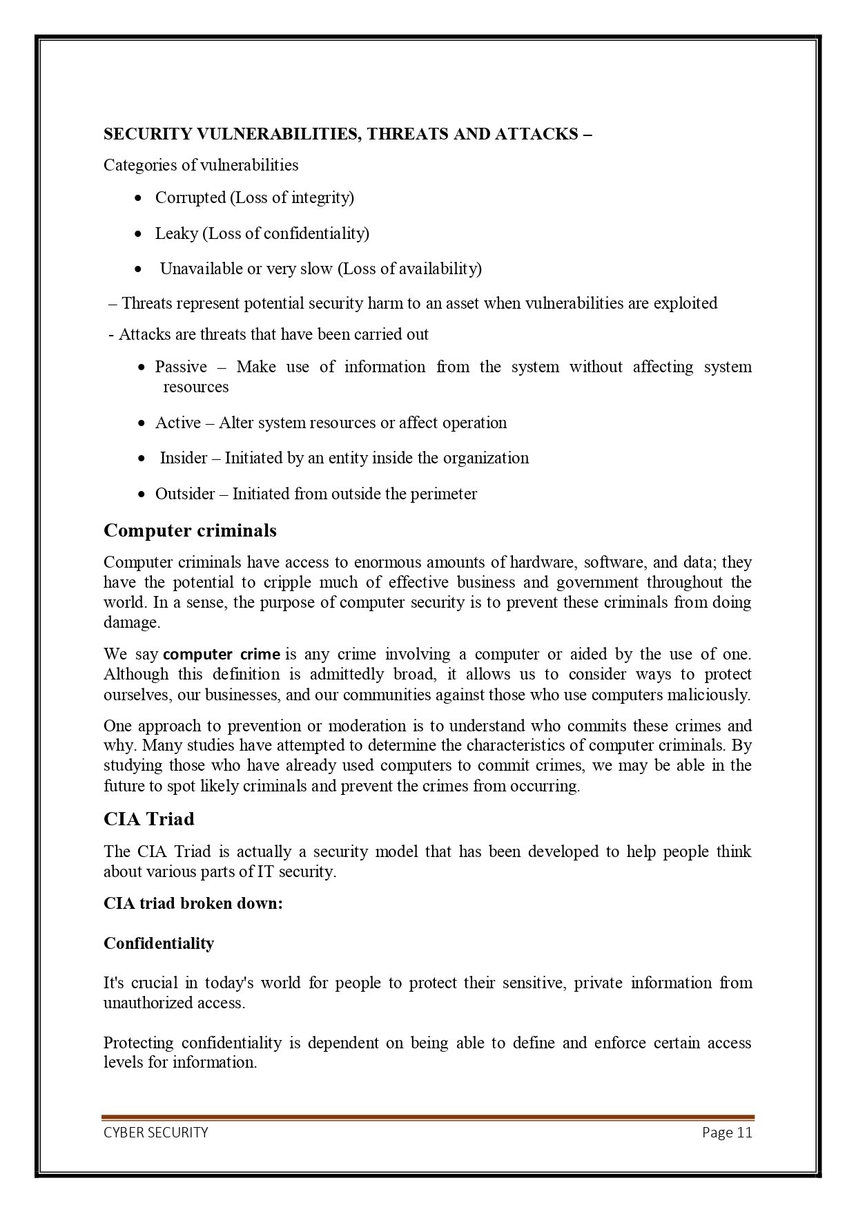 Digital Notes on Cyber Security (R18A0521) PDF