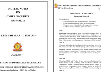 Digital Notes On CYBER SECURITY (R18A0521)