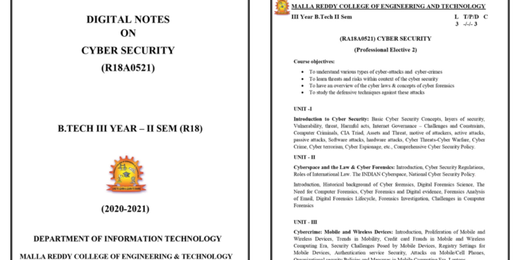 Digital Notes On CYBER SECURITY (R18A0521) - Connect 4 Techs Digital Notes On CYBER SECURITY (R18A0521)