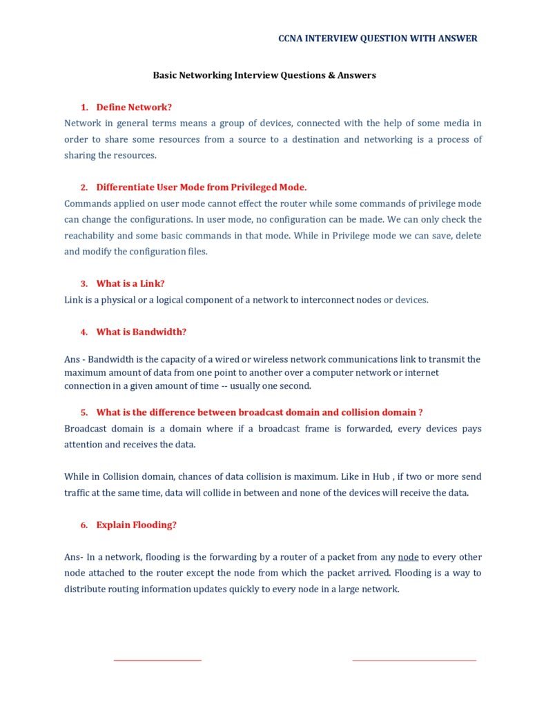 200+ CCNA Interview Questions PDF