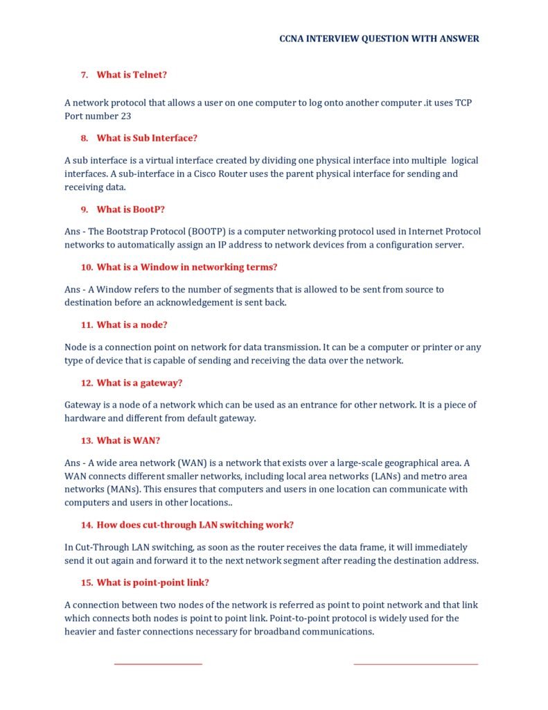 200+ CCNA Interview Questions PDF