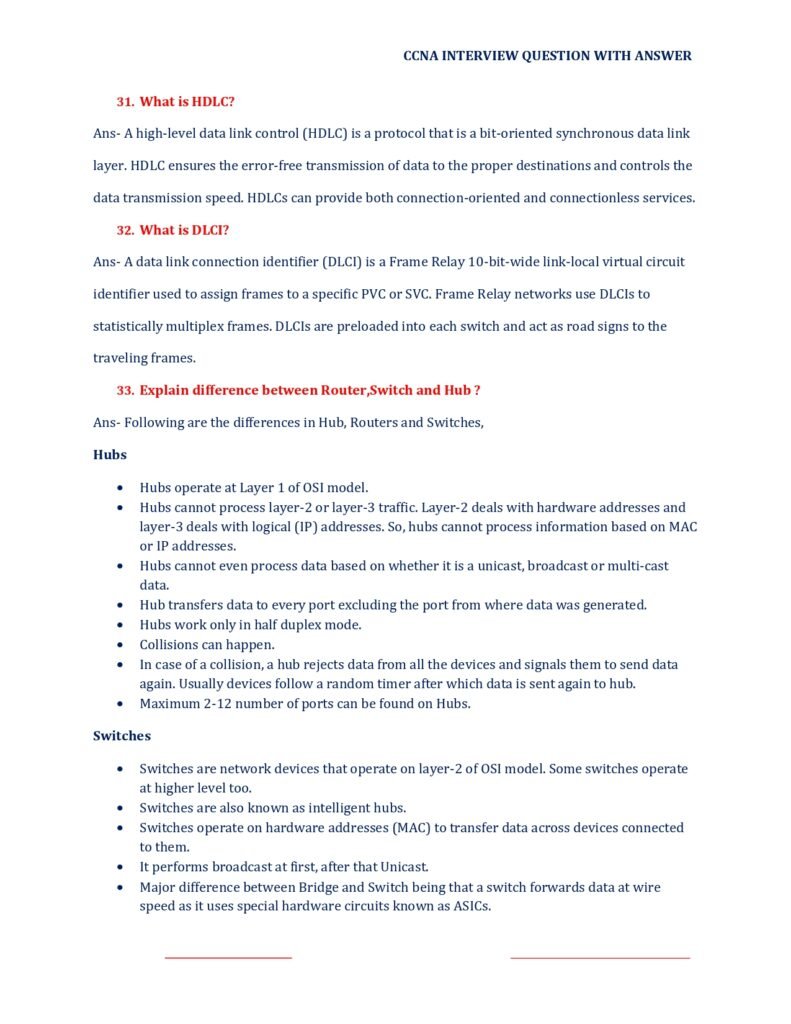 200+ CCNA Interview Questions PDF