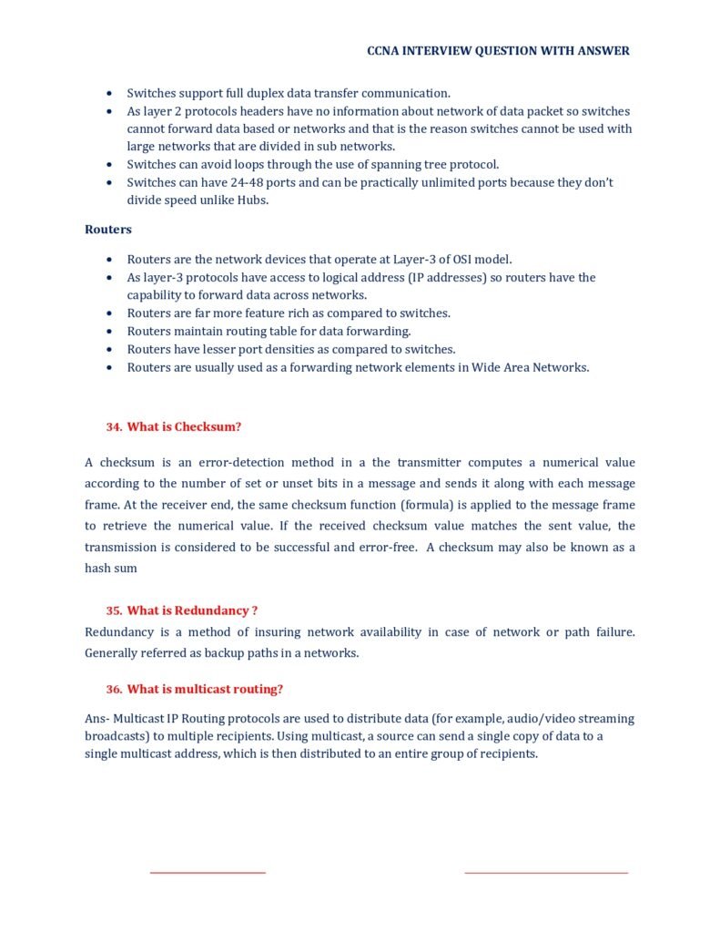 200+ CCNA Interview Questions PDF