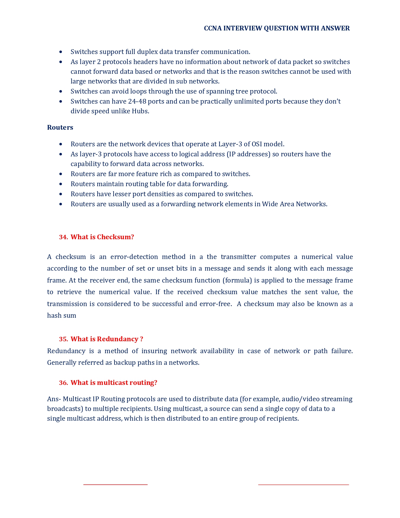 200+ CCNA Interview Questions PDF - Connect 4 Techs