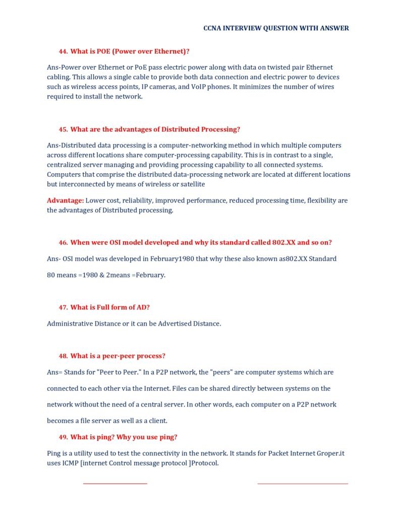 200+ CCNA Interview Questions PDF
