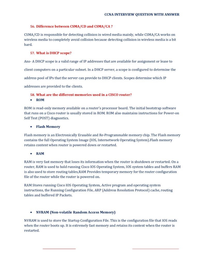 200+ CCNA Interview Questions PDF