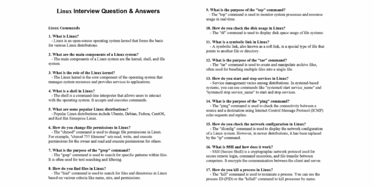 Top Linux Interview Questions PDF